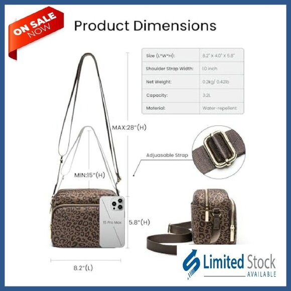 Mini Crossbody Bag Water Resistant Nylon Adjustable Strap Daily Essentials - Picture 4 of 8